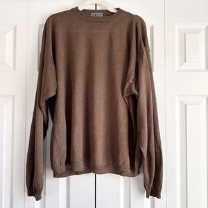 Per Uomo Men’s Brown Crewneck Knit Sweater XL Lightweight Made in Italy